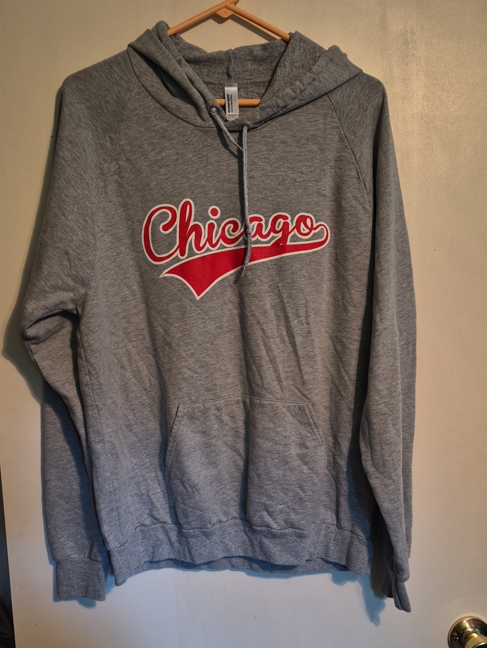 American Apparel Gray Hoodie with Red Chicago Script